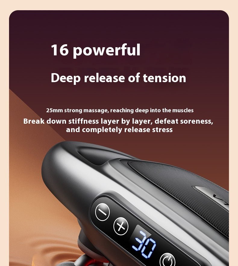 16-Head Deep Tissue Massage Gun | Adjustable Muscle Recovery & Full Body Percussion Massager