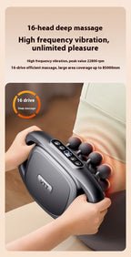 16-Head Deep Tissue Massage Gun | Adjustable Muscle Recovery & Full Body Percussion Massager