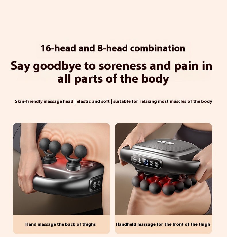 16-Head Deep Tissue Massage Gun | Adjustable Muscle Recovery & Full Body Percussion Massager
